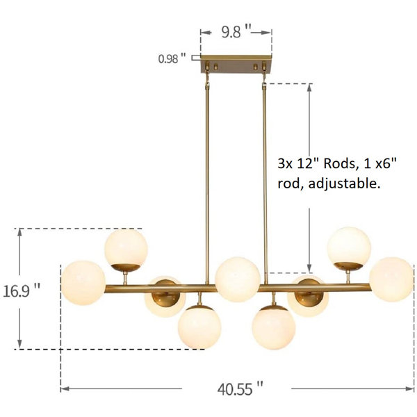 Wade Logan® Marvale 9 Light Kitchen Island Modern Linear Pendant